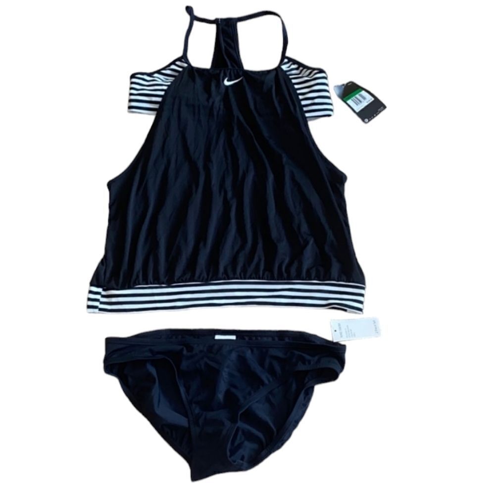 Nike Black Amd Stripe  Two-Piece Swimsuit